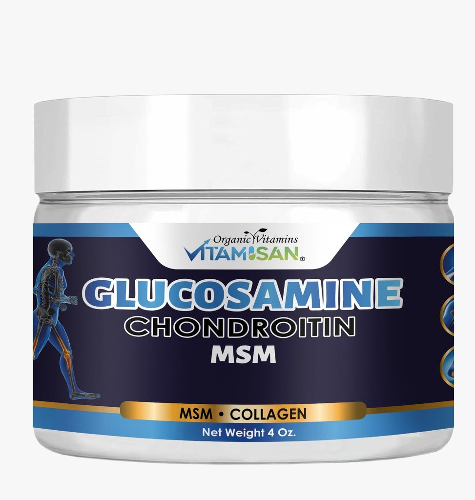 VITAMISAN Premium Biologische Glucosamine & Chondroitin Cream met MSM, Arnica, & Collageen