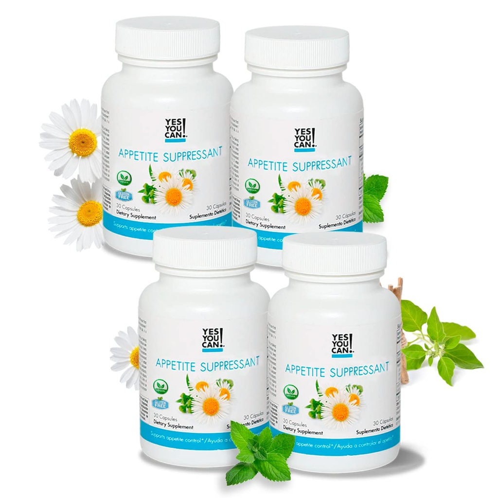 Ja, dat kan je wel! Appetite Support for Body Weight Management - Gezonde relatie met voedsel - Inclusief natuurlijke ingrediënten: 5-HTP, citroenbalsem, kamille Extract - 30 Capsules, 4 Pack