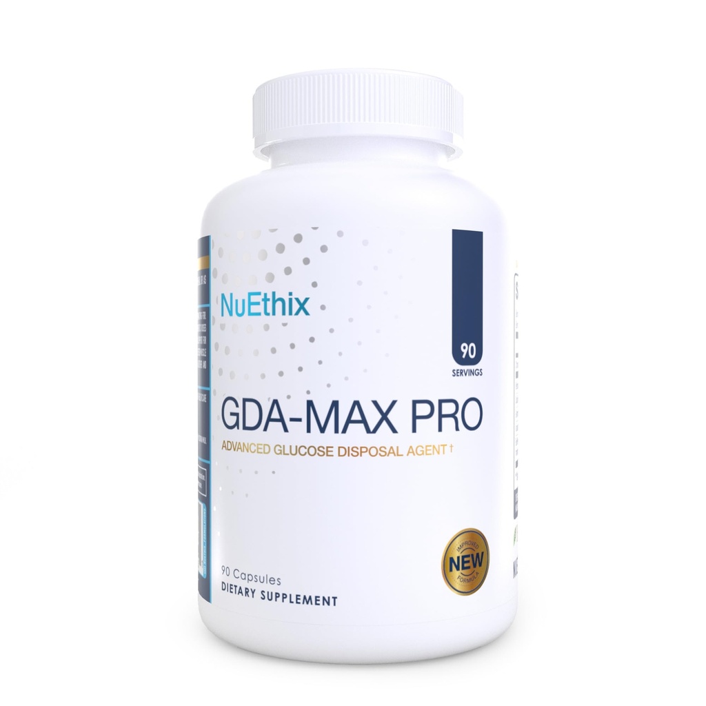 Formules NuEthix GDA-MAX PRO, Supplément double Berbine HCL, soutient le métabolisme du glucose, la gestion du poids, le soutien immunitaire, la santé cardiaque - Non OGM, sans gluten, sans lait, 90 Compte