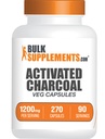 BulkSupplements.com Capsules de charbon activés - Coconut Charcoal, Charcoal activé pour le soutien du rein, Pilules de charbon activés - Vegan, 3 Capsules par portion (1200mg), 270 Capsules de légumes