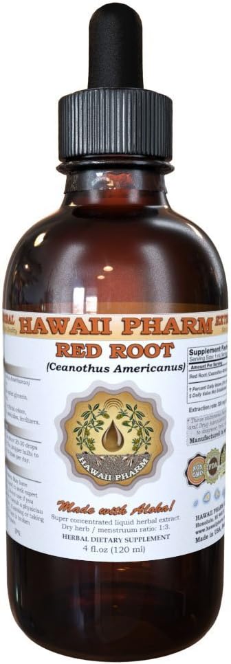 Red Root Liquid Extract, Red Root (Ceanothus Americanus) Tinctuur, Kruidensupplement, Hawaii Pharm, Made in USA, 2 fl.oz