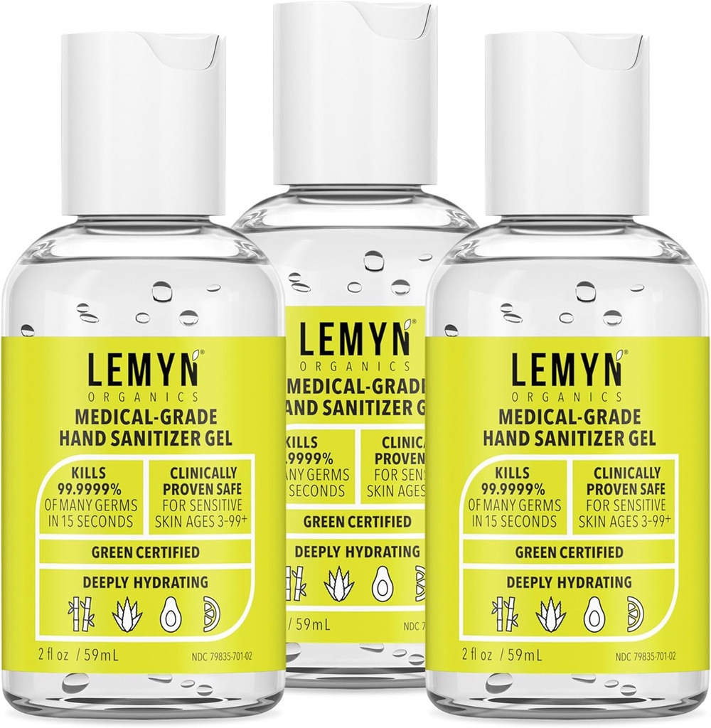 Medical Grade Hand Sanitizer Gel - 97% ORGANISCHE - 2 FL.OZ VERPAKKING VAN 3