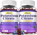2 Pack Kalium citraat Gummies, Kaliumsupplement voor spier gezondheid, Been Cramp Relief & Electrolyte Balance, Vegan, Non-GMO, Glutenvrije, Blueberry Flavor, 120 Tellen