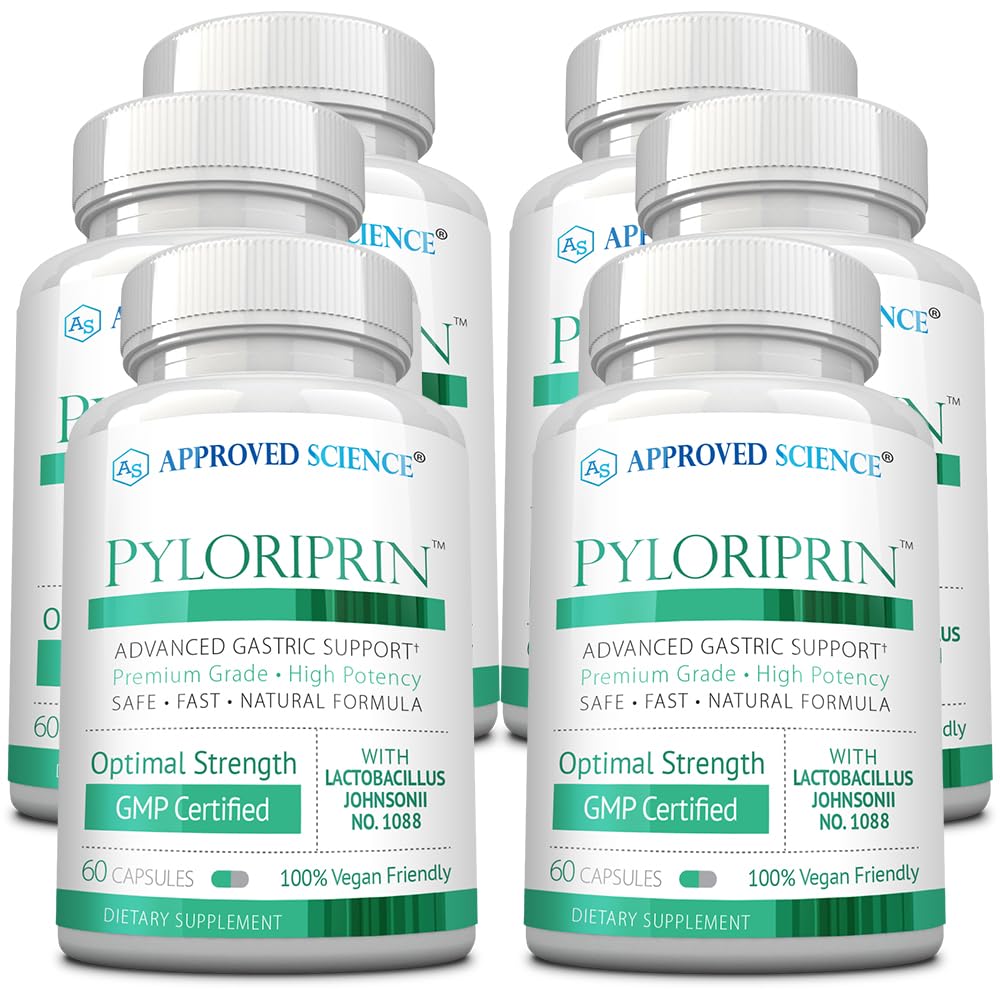 Goedgekeurde Wetenschap Pyloriprin - Geavanceerde Digestieve Ondersteuning voor een gezonde maag - Zink L-Carnosine, Probiotic, Broccoli Spruit, Deglycyrrized Licorice - 360 Capsules - zes maanden levering - Vegan