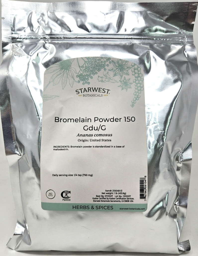 Bromelaïnepoeder 150gdu - Ananas comosus, 1 lb,(Starwest Botanicals)