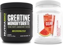 NutraBio Creatine Monohydraat, Unflavored, (150 g) en Clear Whey Protein Isolaat, (Watermelon Breeze) Supplement Bundle 