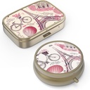 Pill Case Pill Box met Mirror Retro Small Pill Case voor Purse of Pocket Bronzen Pill Box of Vitaminen, Visolie, Supplementen, Pill Bevat reizen Gifts(2PCS)