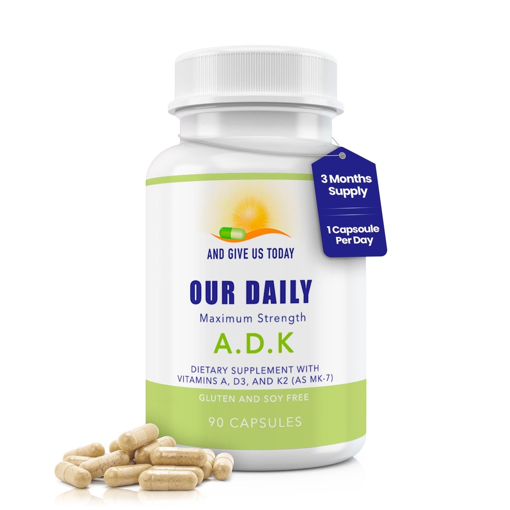 Onze dagelijkse Vites ADK vitaminesupplement - Vitamine A, D3 & K (als MK7) - Bone & Immune System Support - High Potency Vitamines with Non GMO Ingrediënten - Glutenvrije, sojavrije plantaardige Capsules