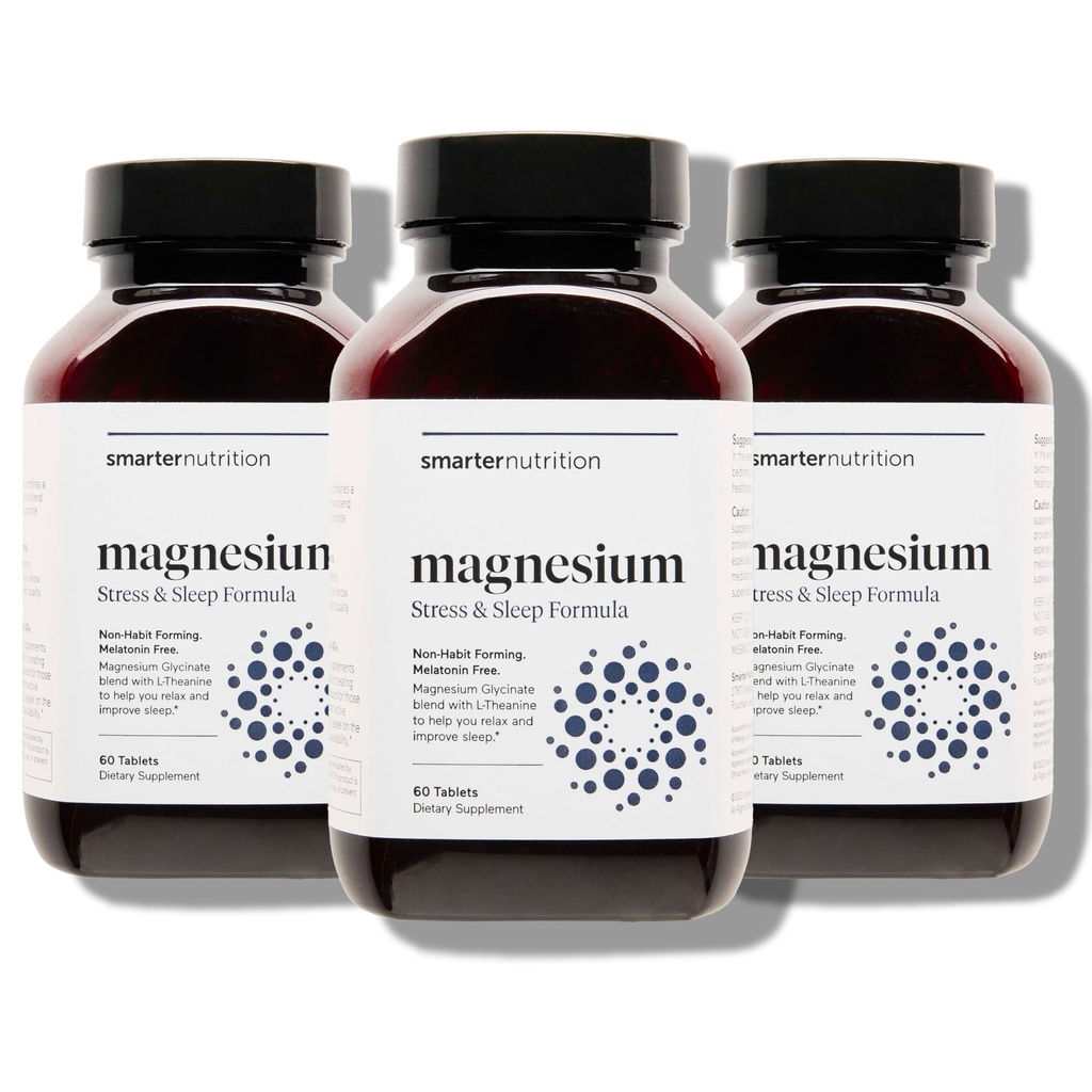 Slimmere voeding Magnesium Complex - chelated Magnesium Glycinate + Citrate, Malate for Sleep, Relaxation, Muscle & Nerves + Clinically Proven L-Theanine, Non-GMO-180 Tablet[90-Day Supply]