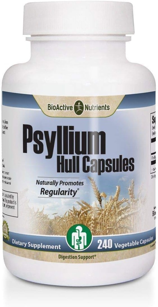 BIOACTIEVE NUTRIËNTEN Psyllium Plus - 60 Caps - Suikervrij - Psyllium Husk Poedervezel Capsules - Psyllium Husk Caps - Natural Fiber Supplement
