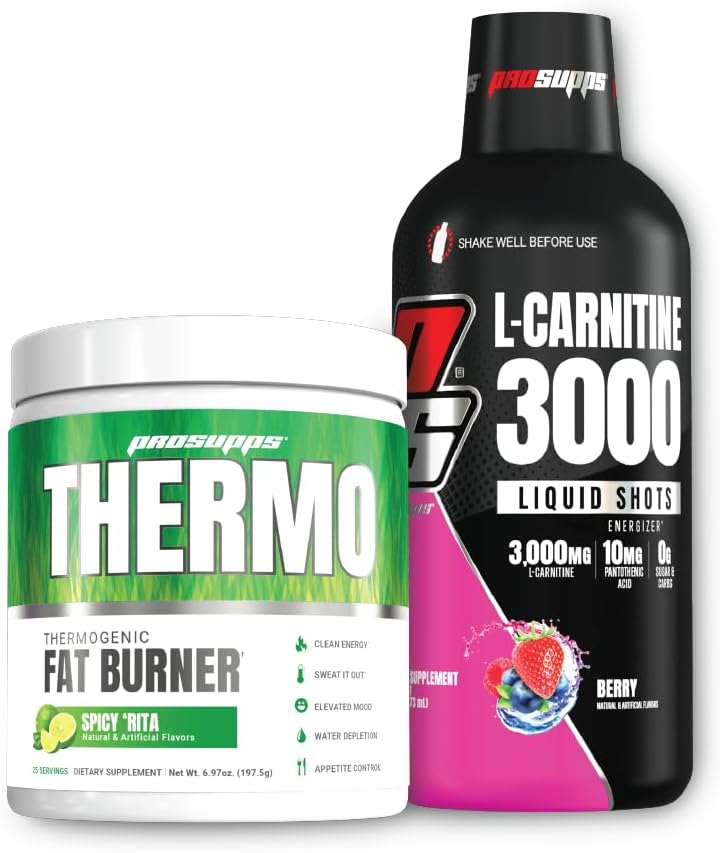 PROSUPPS Thermovet Burning Thermogenic Powder Spicy Rita en 3000 L-Carnitine Berry - Weight Management and Pre Workout - Energie, Mood, Appetite Control -