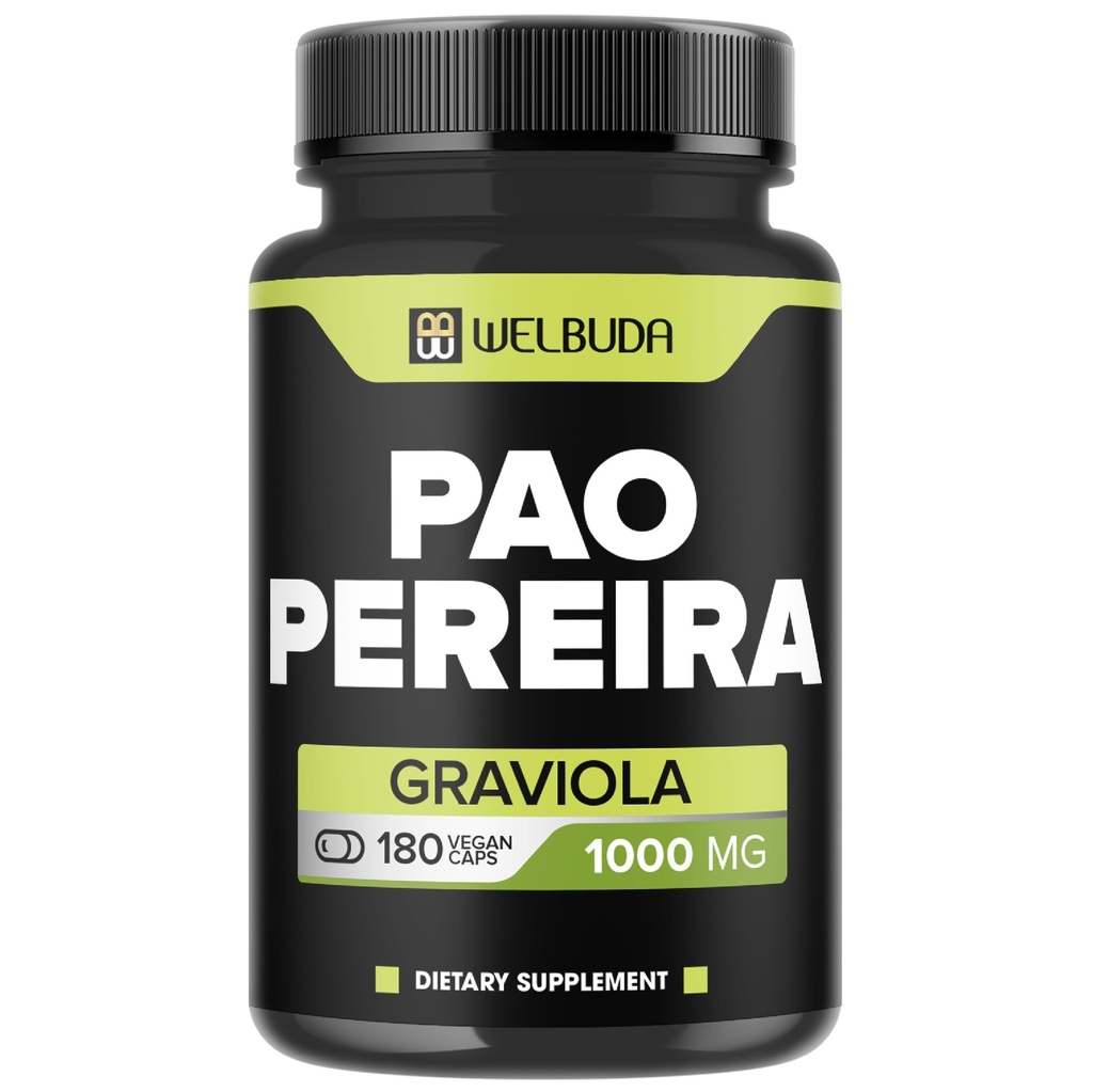 180 Capsules - 600mg Pao Pereira Herb Extract 10:1 met 400mg Graviola Soursop - gecombineerde formule voor immuunsysteem, comfortabele geest, lichaamsbeheer en krachtondersteuning