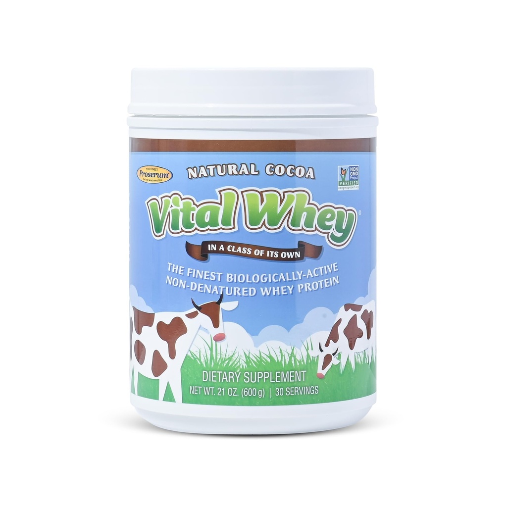 Gras-Fed Wei Proteïne Poeder voor Immuun vitaliteit, Natuurlijke Cacao 600g (30 porties), 15g Proteïne per portie, Vital Wei, Clean Holistic, Wellness Nutrition