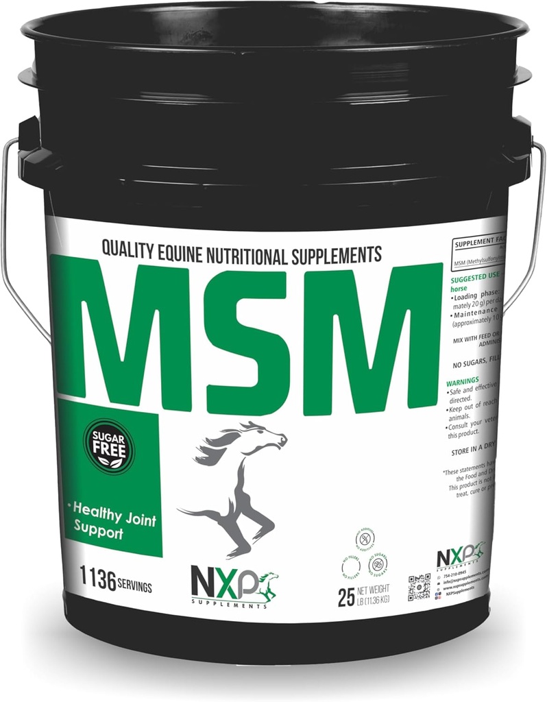 MSM (Methylsulfonylmethane) - Horse Joint Health, Comfort, Mobility & Support Supplement for Horses - 25 lb (1136 Servings)
