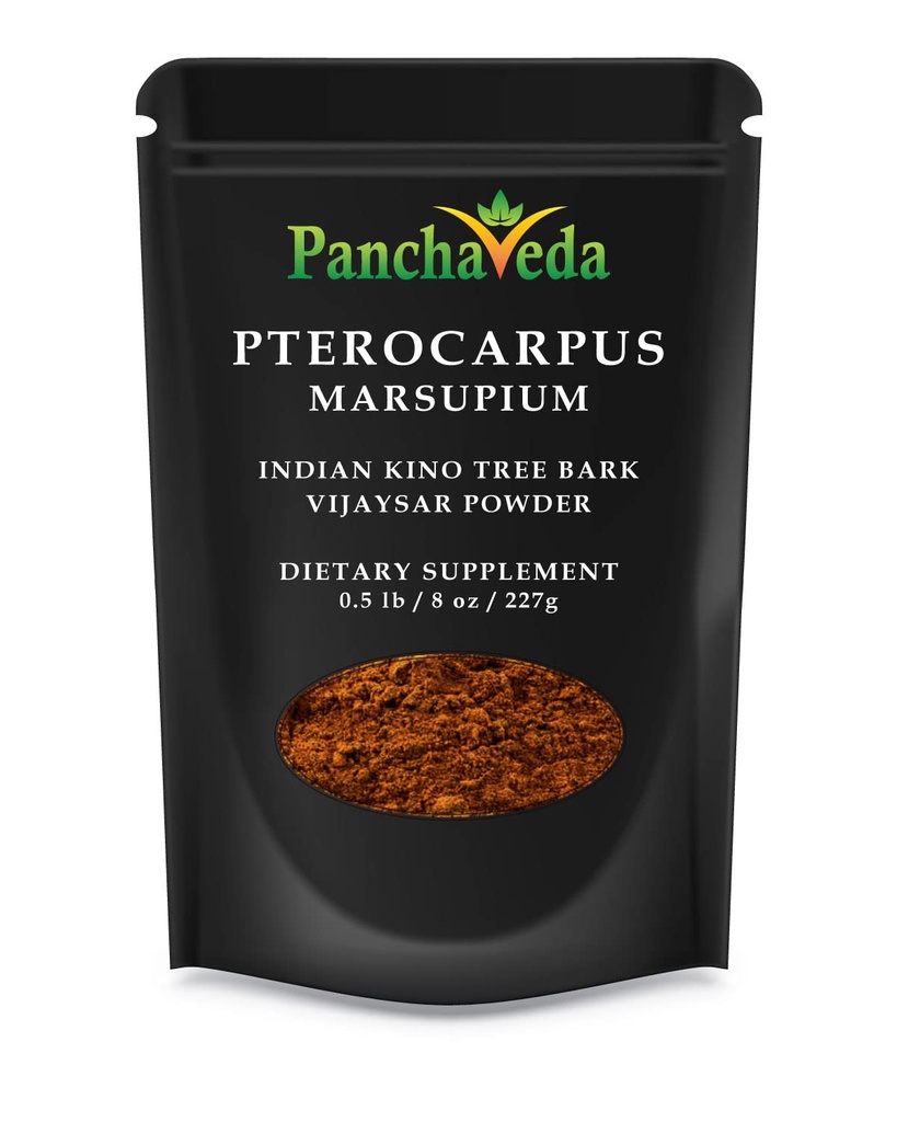 Ayurveda Pterocarpus Marsupium Powder (227g / 8 oz) Vijaysar Powder, Bijasar Churna, Indian Kino Tree Wild Gemaakt, Glutenvrij, Lactosevrij, GGO-vrij, Pure Kruidendieet Supplement.