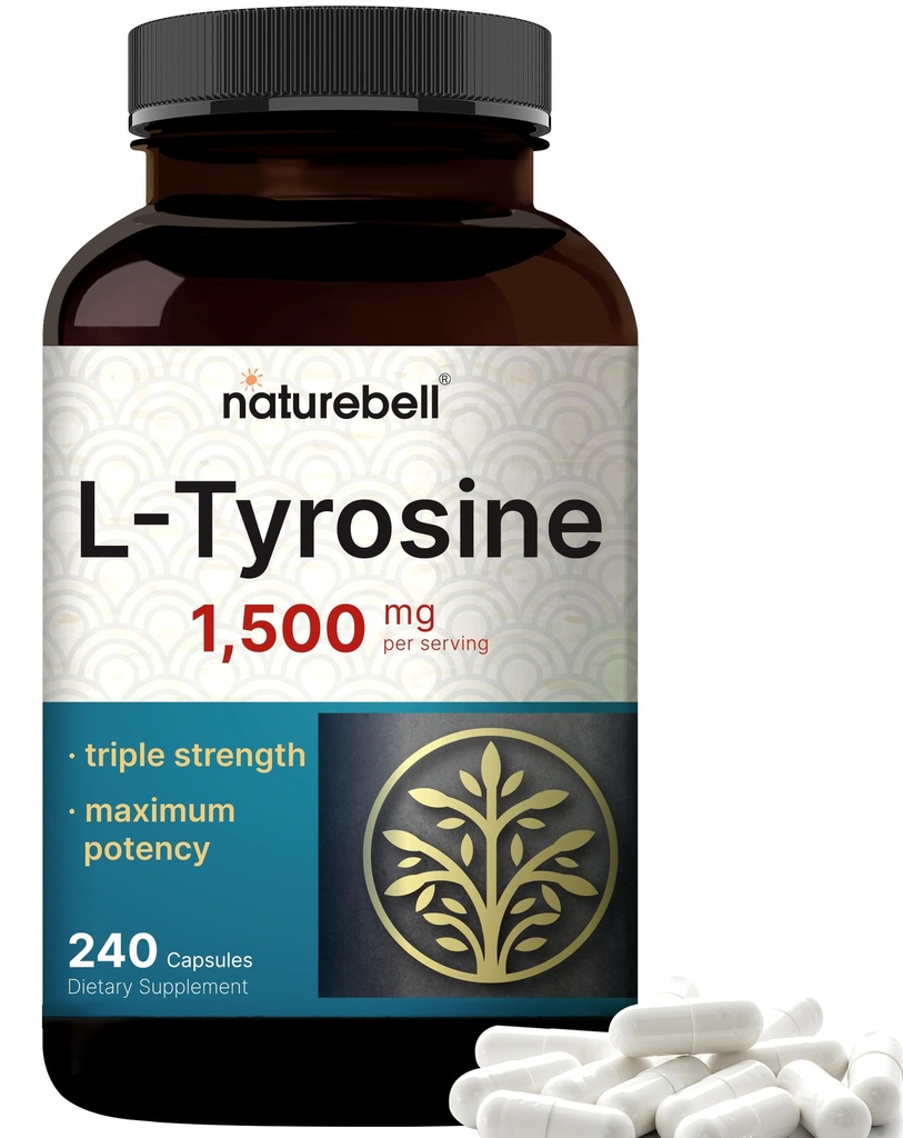 L Tyrosine Supplement, 1.500mg Per Serving, 240 Capsules 