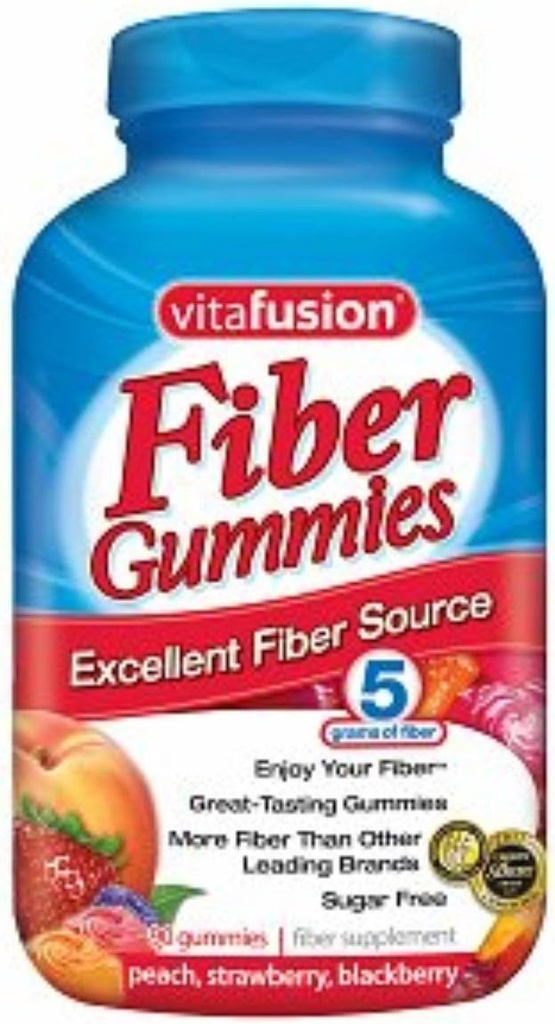 Vitafusion Fiber Gummies Fiber Supplement Perzik, Aardbei en Blackberry Smaken 90 Elk (pakket van 2)