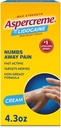Aspercreme Lidocaine Pain Relief Cream kalmeert opgezwollen zenuwen, Numbing Topical Analgetic met Max-Strength 4% Lidocaine & Moisturizing Aloë, 4.3 Oz.