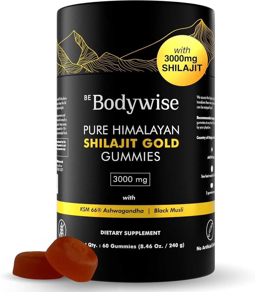 Wees lichaamswijs Pure Himalaya Shilajit Gummies Gold I Lab getest I No Added Sugar I Ashwagandha, Goksura