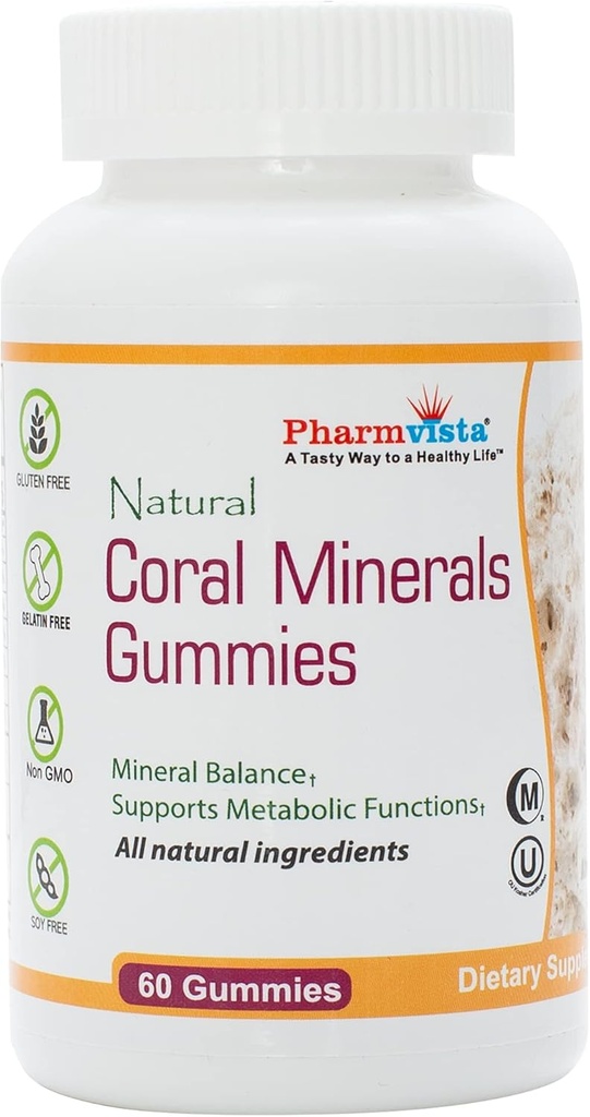 Koraal Calcium Gummies met sporenmineralen - Lekker, Veganistisch, Glutenvrije Gummies met Natural Calcium & Vitamine D3, 60 Tel.