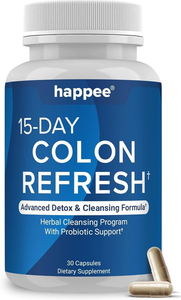 Happee Colon Cleanser & Detox voor gewichtsverlies ondersteuning - 15 dagen Colon reinigen pillen & Gut ondersteuning Probiotica Mannen Vrouwen - snelle natuurlijke Laxatives Constipatie Verlichting