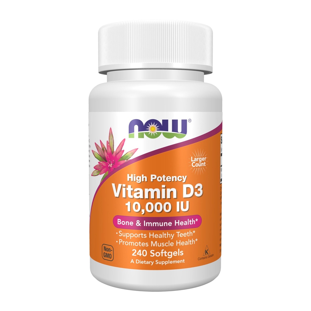 MAINTENANT compléments alimentaires, vitamine D-3 10 000 UI softgels, vitamine D, soutien articulaire, 240 Softgels