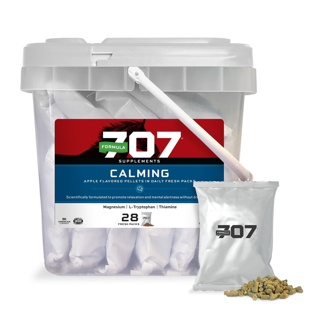 Formule 707 Calming Equire Supplement, Daily Fresh Packs en extra aandacht voor paarden L-Tryptofaan, Thiamine & Magnesium