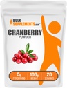 BulkSupplements.com Poudre de canneberge - Suppléments de canneberge pour les femmes et les hommes, canneberges séchées à l'air - Sans sucre et sans gluten, 5g par portion, 100g (3.5 oz) (paquet de 1)