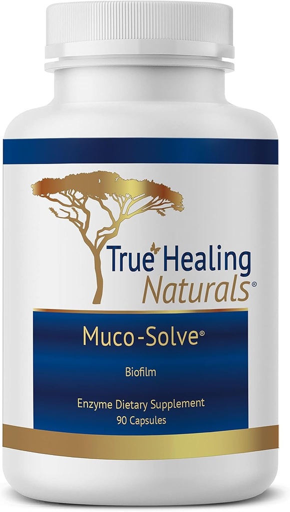 True Healing Naturals - Muco-Solve Biofilm - Gut Restoration and Gut Health - Unieke Enzyme Combinatie om Polysaccharide en Fibrin componenten van Biofilm - 90 Capsules op te lossen