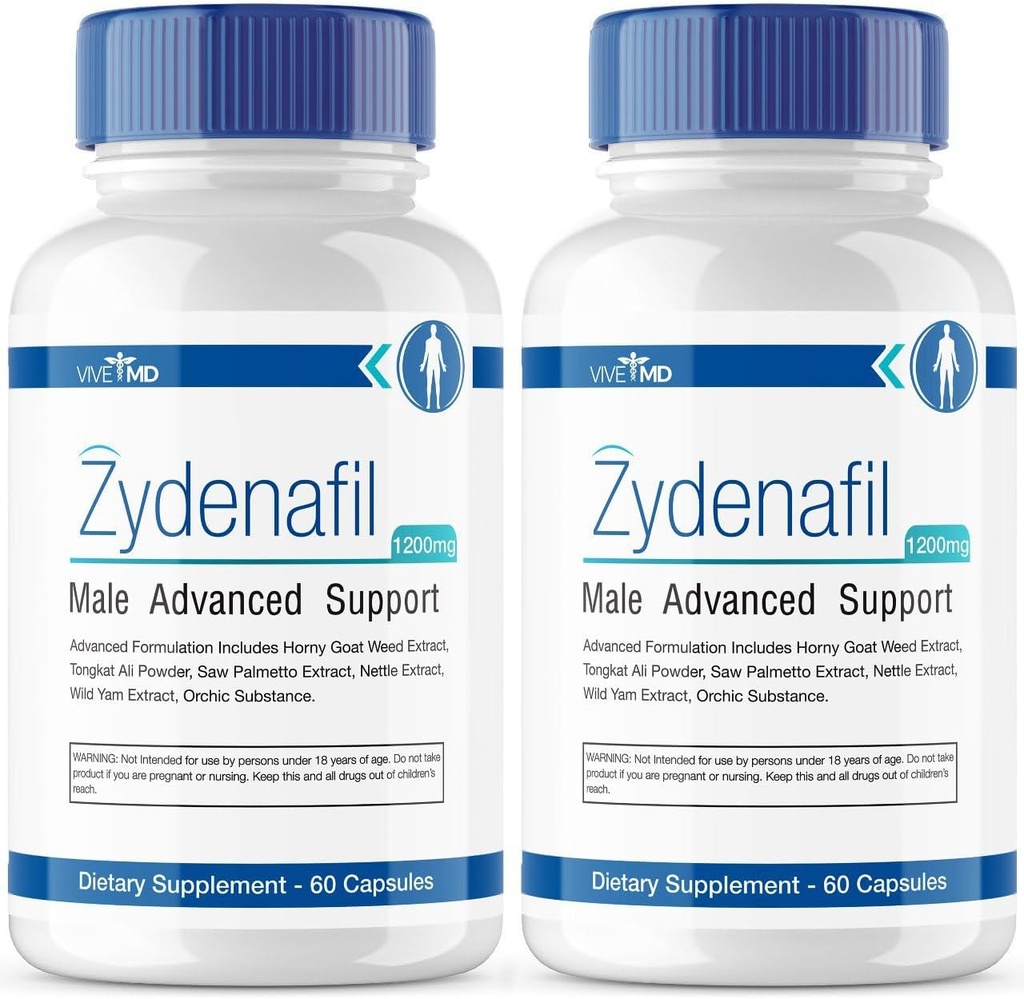 VIVE MD Zydenafil Pillen voor mannen Geavanceerde Formule - Zydenafil Mannelijke Pillen - Zydenafil 1200mg voor maximale sterkte met Tongkat Ali, Saw Palmetto, Horny Goat Weed Reviews (2 Pack)