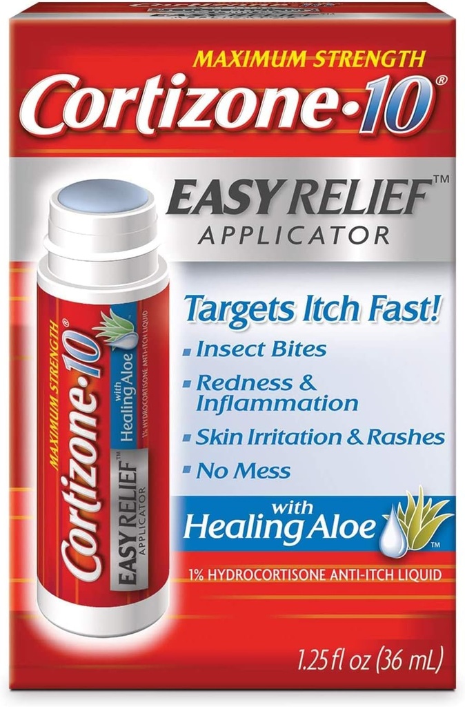 Cortizone 10 Eenvoudige Applcto-grootte 1.25z Cortizone 10 Eenvoudige Relief Applicator met Heling Aloë 1.25oz