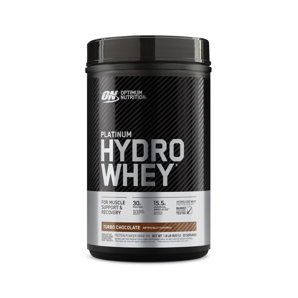Optimale voeding Platinum Hydrowhey Proteïne Poeder, 100% Gehydrolyseerd Wei Proteïne Isolaat Poeder, Smaak: Turbo Chocolate, 20 porties, 1,8 Pond (Verpakking mei Vary)