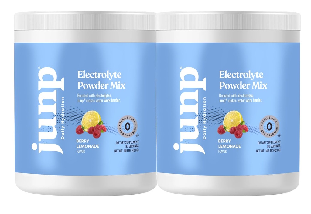 JUNP Elektrolyten Poeder Geen Suiker Geen Carbs Verse Berry Lemonade Keto Drink Mix - Kalium & Salt Electrolyte Hydration Powder Zero Calorie Sugar Free Electrolyte Powder, 90 Serves (Pack of 2)