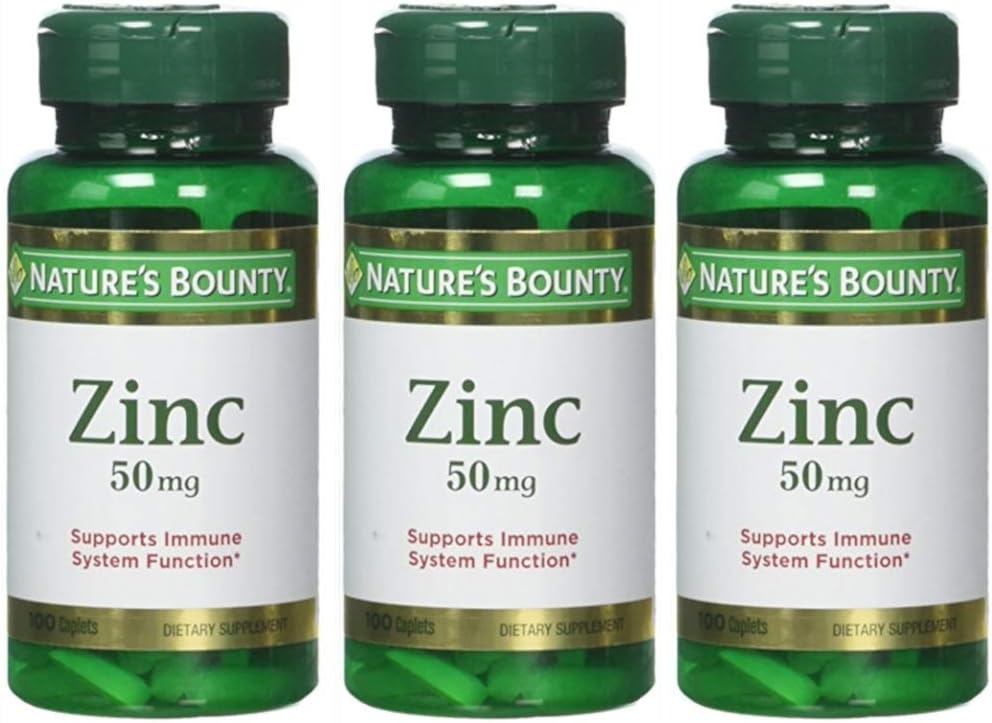 Nature's Bounty Zink 50 mg Caplets 100 ea (verpakking van 3)
