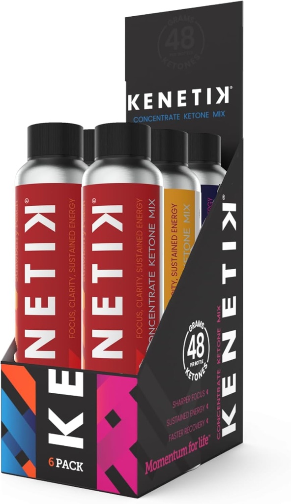 KENETIK Ketone Drink Mix, Exogene Ketones Blend, Keto, Caffeine & Sugar Free, Vegan Supplement voor schone energie en geestelijke focus, koffie alternatief met D-BHB - Variety, 6PK