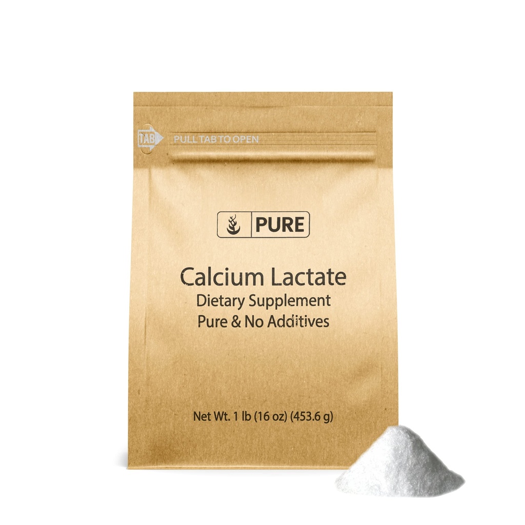 Pure Original Ingrediënten Calcium Lactaat (1lb) Calcium Supplement, Elektrolyt, Non-GMO
