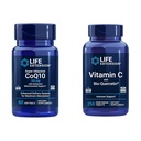 Extension de vie Super Ubiquinol CoQ10 60 Softgels et vitamine C et bio-quercétine Phytosome 250 comprimés pour le coeur, l'énergie cellulaire, l'immunité et le soutien sanitaire global