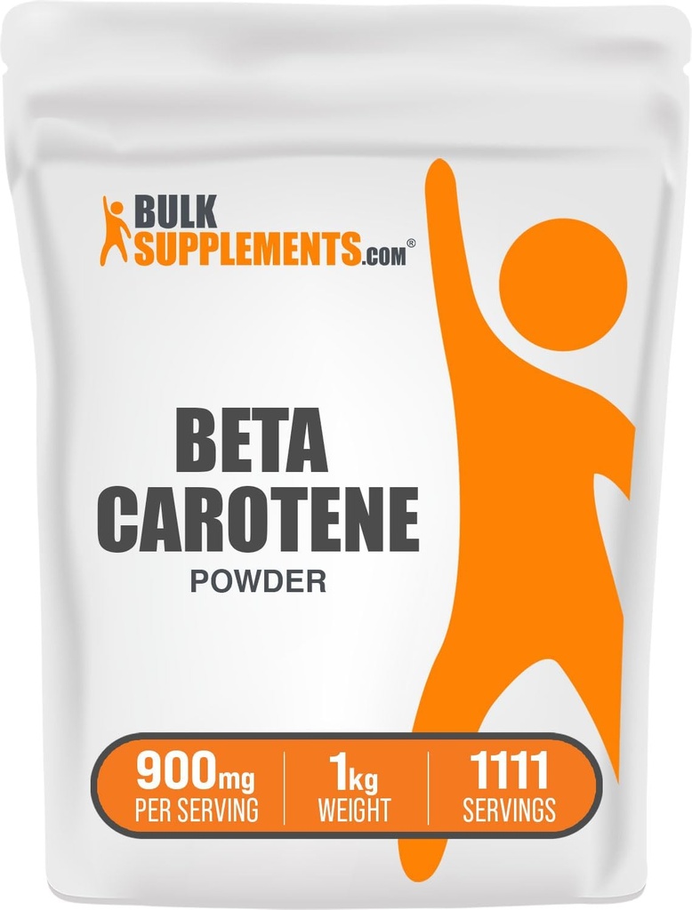 BulkSupplements.com Beta Caroteen Poeder - Beta Caroteen Supplement, Vitamine A Supplement voor Immune en Vision Ondersteuning - Glutenvrij, 900mg per portie, 1kg (2,2 lbs) (verpakking van 1)