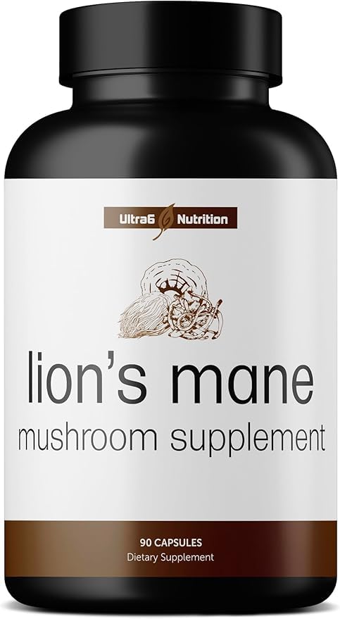 Ultra6 Nutrition Lions Organic Mane Capsules - Supplément Lions Mane avec Reishi, et Cordyceps - Immune Santé & Supplément cognitif pour les adultes (90 Capsules de Veggie)