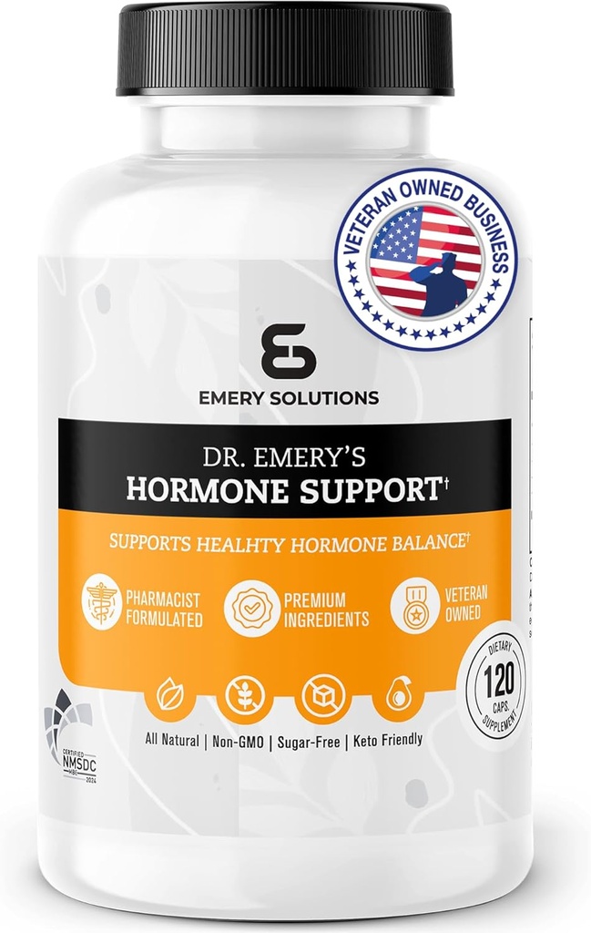 DR. EMERY'S Hormone Ondersteuning Supplement voor vrouwen, Hormone Balance Vitaminen - Multivitamine, Natuurlijke Essentiële Vitaminen, Zink, B Vitamine, Magnesium - 120 Caps