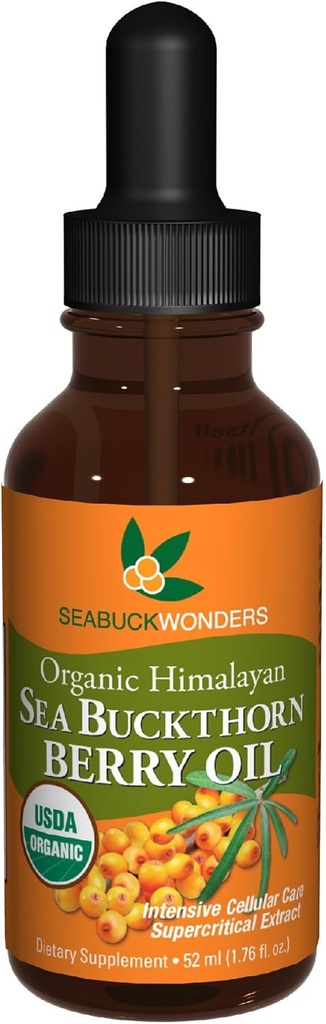 SeabuckWonders Sea Buckthorn Berry Oil, 100% Certified Organic, 1,76 FL OZ Bottle (verpakking van 12)