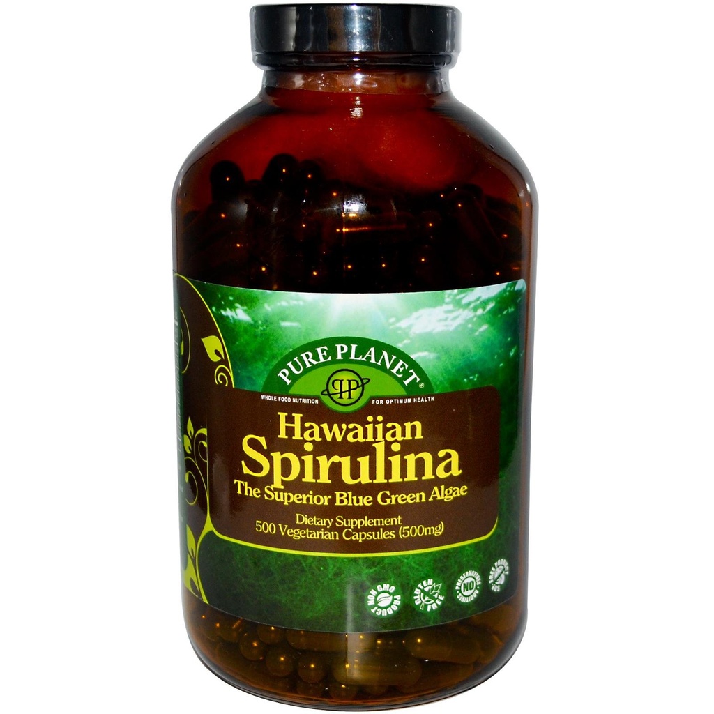 Pure Planeet Spirulina - 500 mg - 500 Vegetarische Capsules