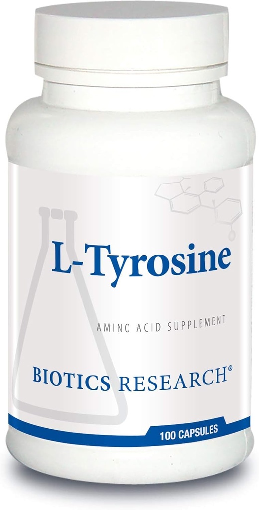 Biotica Onderzoek L Tyrosine 500 Milligram, Mood en Geheugen Ondersteuning, Ondersteunt Algemene Ontspanning Response, Ondersteunt Schildklierfunctie. 100 capsules