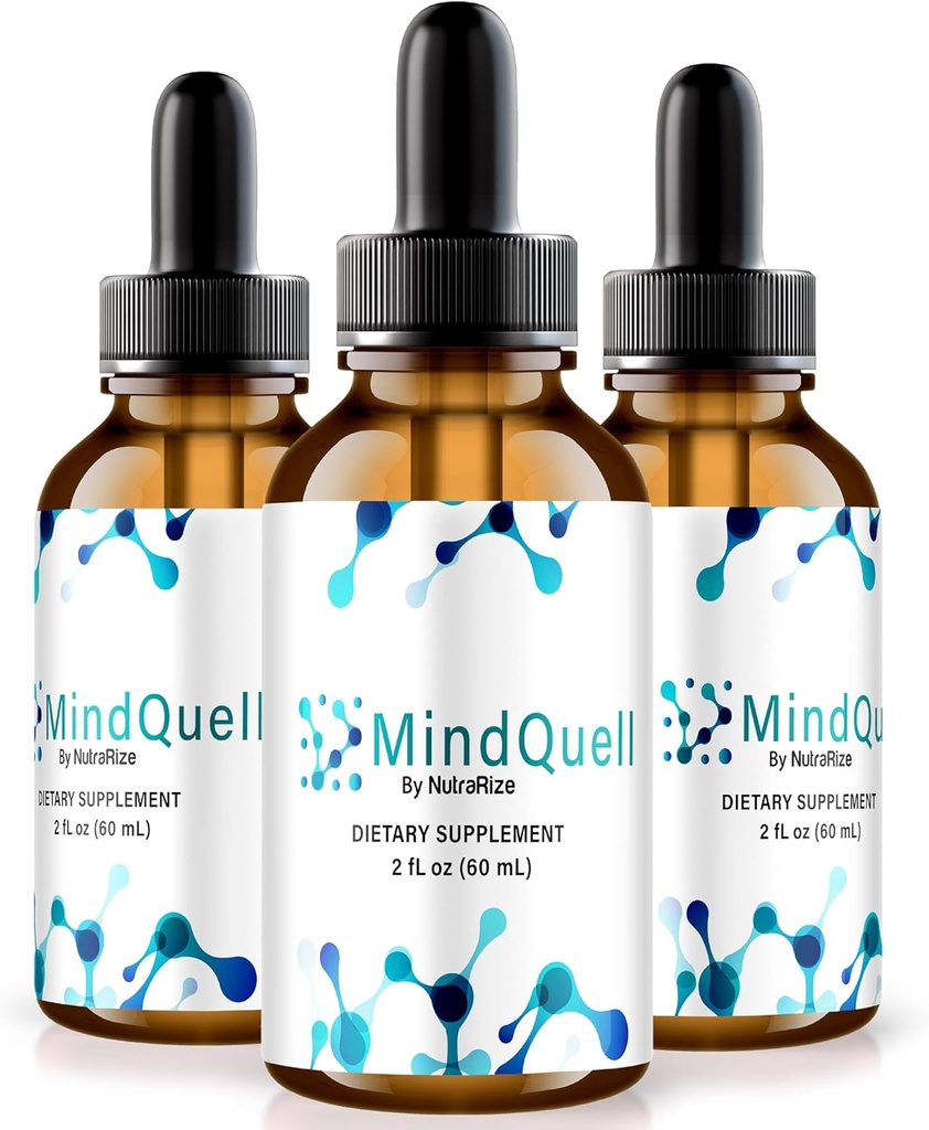 NutraRize (Pack van 3 MindQuell Drops, All-Natural Support Formula, Premium supplement voor ondersteuning Focus en concentratie, Official Mind Quell Gotas Review (90 Servings)