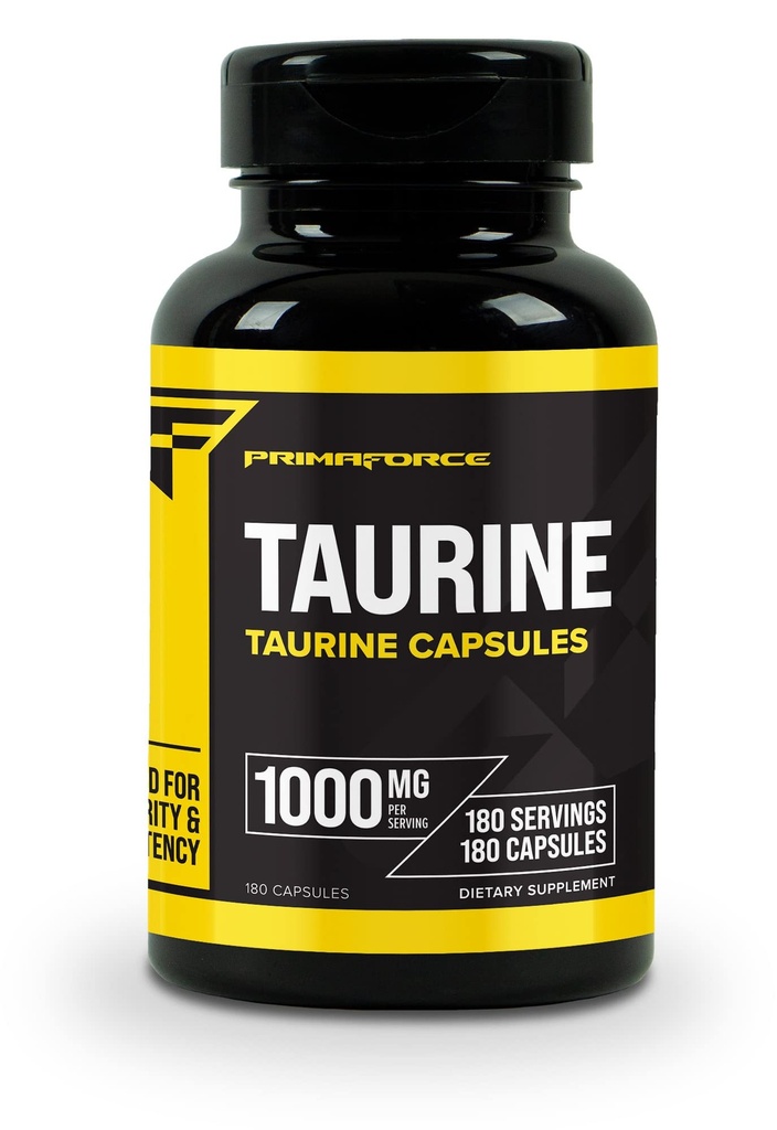 Primaforce Taurine 1000 mg capsules, 180 capsules, non-GMO en glutenvrij supplement