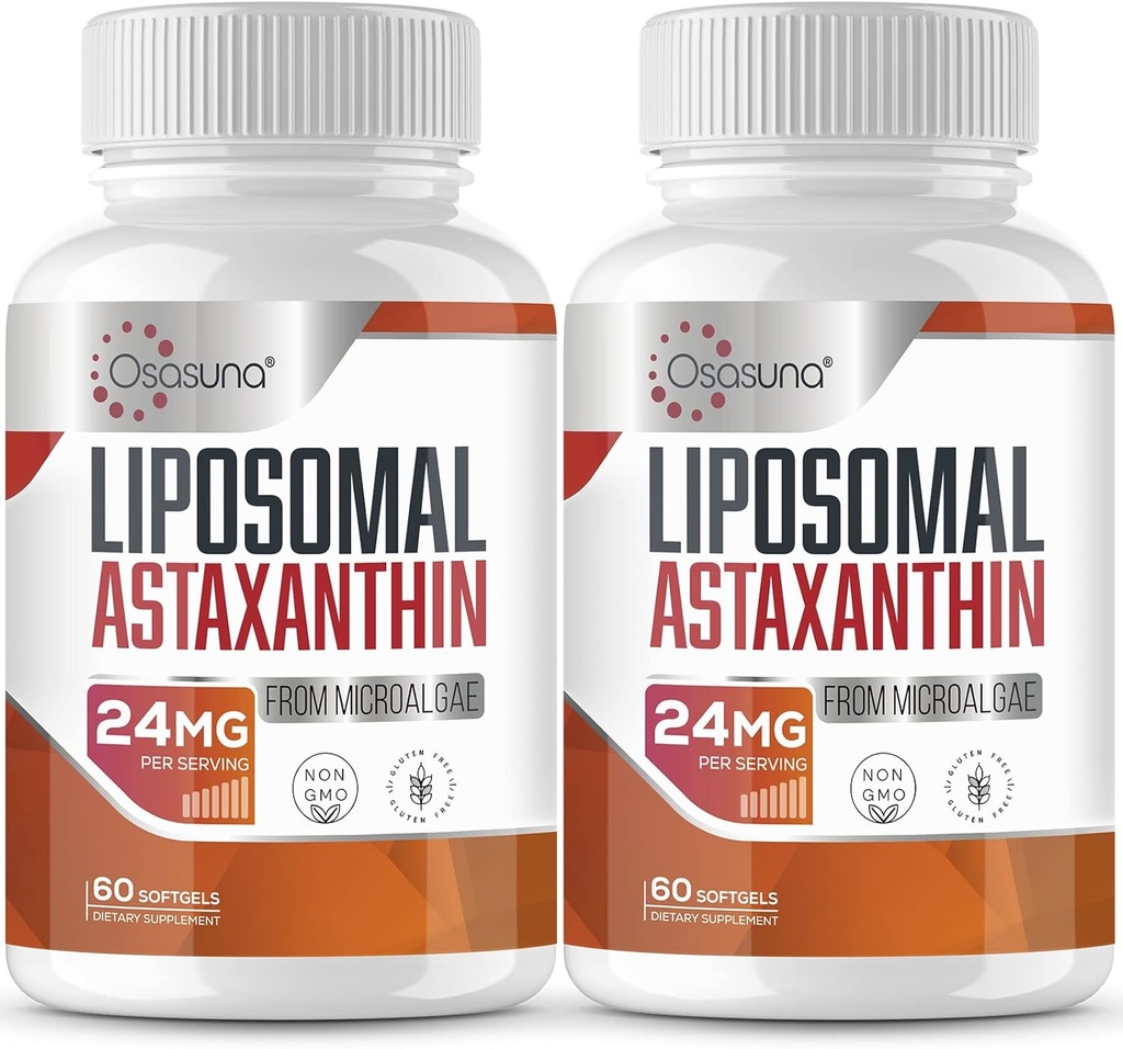 Liposomale Astaxanthine Supplement 24MG, Maximale Absorptie, Antioxidant Sterker dan VIT C, Non-GMO en Glutenvrij - 120 Softgels(4 maanden levering)