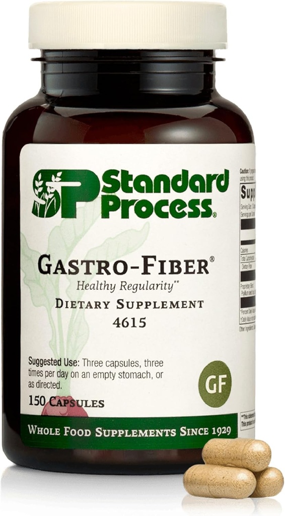 Standard Process Gastro-Fiber - Dieetsupplement voor de spijsvertering gezondheid - Ondersteunt Gut Health - Glutenvrije & non-soy - 150 capsules (50 porties)