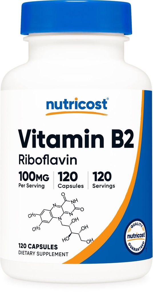 Nutricost Vitamine B2 (Riboflavine) 100mg, 120 Capsules - Glutenvrij en niet-GMO