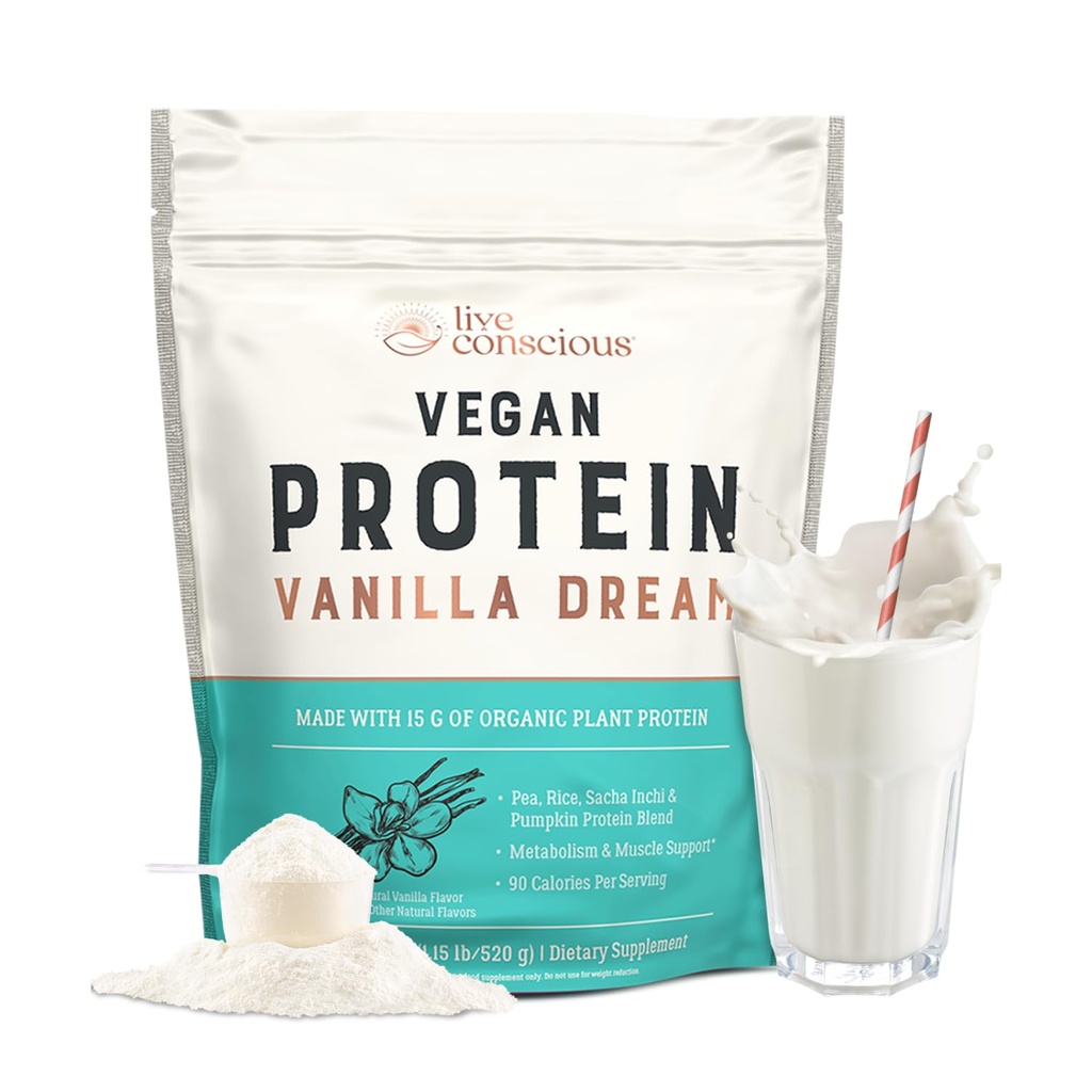 Live Conscious Vegan Pea Protein Powder - Vanilla Droom Smaak 