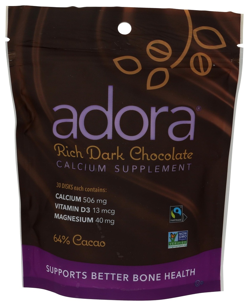 Adora Calcium Supplement Disk, Dark Chocolate, 30 Tel - 500 mg